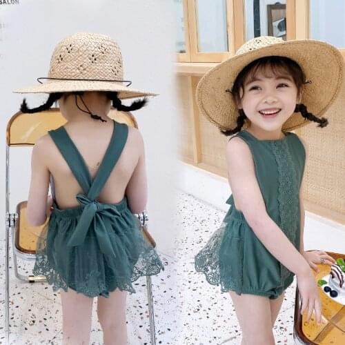 Childrens Swimsuit One-piece Small Boxer Cute Bowknot Net Yarn Princess Dress Cute Middle and Small Childrens Swimwear