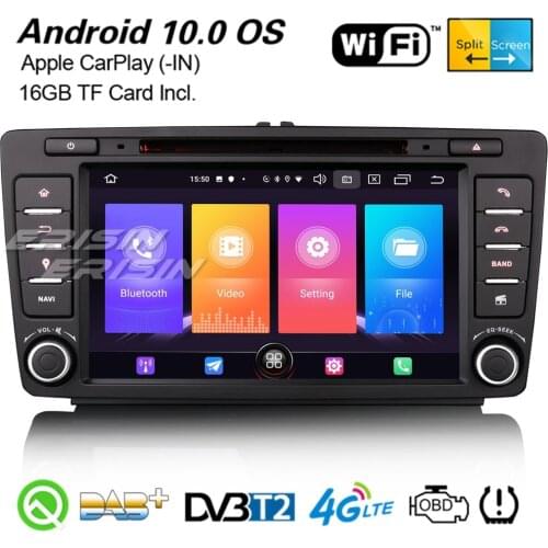 Erisin 2726 3-UI Android 10.0 Car Stereo DAB+ Navi WiFi CarPlay TPMS GPS Bluetooth SWC TPMS DVB-T2 Canbus For Skoda Octavia Yeti