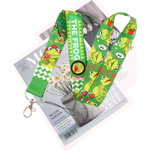 JY140 Cartoon Frog Cute Keychain Lanyard Neck Strap For Phone Keys ID Card Creative Lanyards For Kids