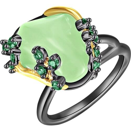 High Quality Rhodium &Gold Color Green /Blue Stone Ring Lead Free Setting with Cubic Zirconia Wedding Party rings