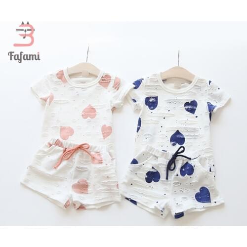 2 pcs Baby Girl Clothes Sets Fashion Cotton Catton Print Clothing set Summer Short Sleeve T shirts Pants Kids Bebe Suits shorts