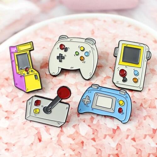Fashion Cartoon Gamepad Brooches 90s Retro Arcade Game Lapel Enamel Pins Gamepad Videogame Handheld Badge Jewelry Gift Kids