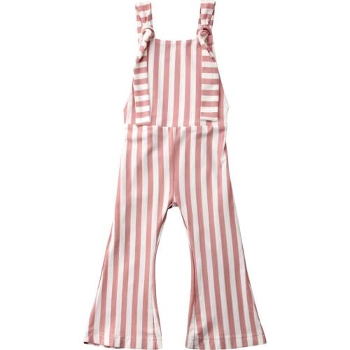 Fashion Summer Toddler Kids Baby Girls Off shoulder Stripe Romper Jumpsuits Trousers Outfits Pants 4 Colors