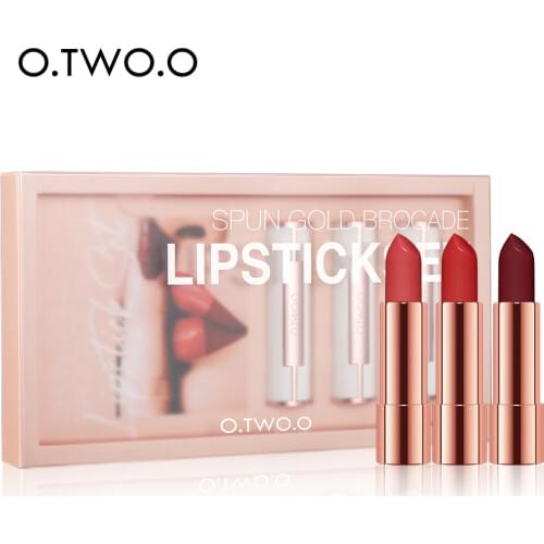 O.Two.O Gold silk brocade velvet lipstick set combined with matte mist lipstick three sets
