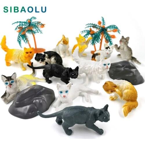 12pcs New hot toy set Artificial Cat Farm figurine Animal model home decor miniature fairy garden decoration accessories modern