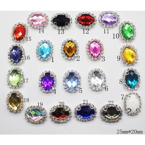 New 2017 10Pcs/Set Oval rhinestones buttons Mix Color Wedding Acessories Diy Hand Sewn Ribbon Clothing Decoration Acrylic
