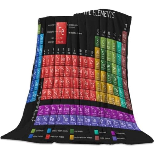 Periodic Table Of Elements Chemistry Flannel Blanket for Bed Sofa Portable Soft Fleece Throw Funny Plush Bedspreads