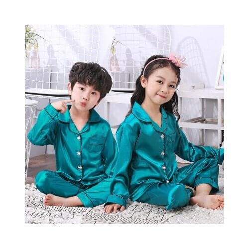 New Arrivals Spring Summer Girls Pajamas Set Baby Cute Silk Sleepwear Suit Nightwear Pants Boys Set Children Day Gift Homewear