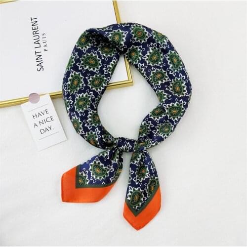 70*70cm Women Multifunction Polyester Silk Scarf Abstract Cashew Printed Casual Satin Small Square Wraps Head Scarves hijab 2021