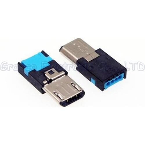 50pcs Original for samsung MICRO USB Male Plug Mike 5P usb charging connector NO Welding Solderless type