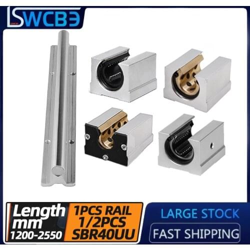 Standard open box type linear guide SBR40 guide rail,L=1200-2550mm,SBR40UU slider, steel protection, copper sleeve + dustproof