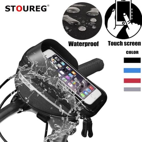6.3inch Touch Screen Bicycle Phone Bag, MTB Bike Bicycle Handlebar Bag Cycling Front Frame Phone Holder Bag Bicycle Accessories