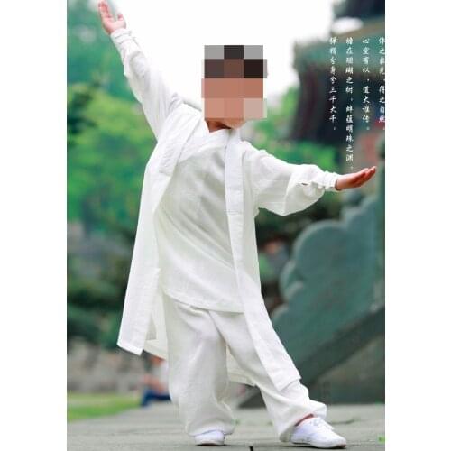 Unisex 17color 3pcs/set high-grade linen shaolin kung fu monks suits taoist robe tai chi clothing martial arts training uniforms