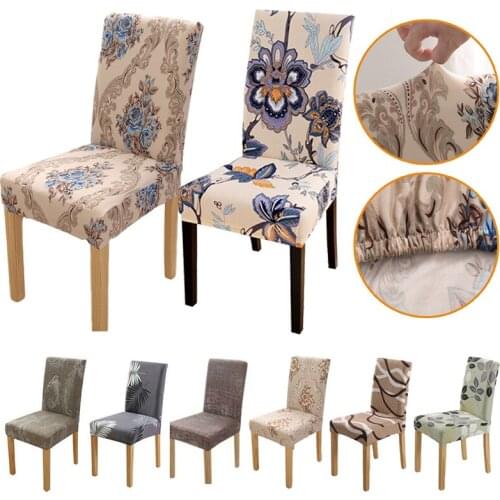 Universal Elastic Floral Print Chair Covers Stretch Spandex Seat Cover Dining Room Wedding Party Dust-proof Chair Set Home Decor