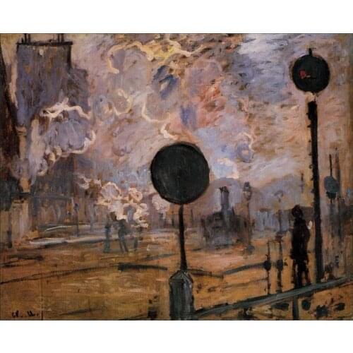 High quality Oil painting Canvas Reproductions Saint-Lazare Station, Exterior (1877) By Claude Monet Painting hand painted