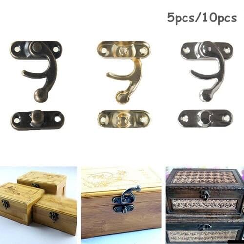5pcs Mini Leather Bag Hardware Furniture Hasp With Screws Clasps Lock Padlock Decorative Latch