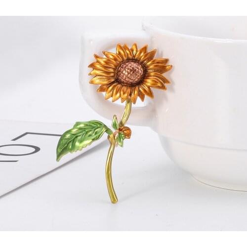 Yellow Sunflower Sun Flower Brooches for Women Enamel Brooch Pins Jewelry Accessories