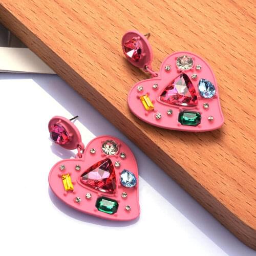 Big Street Style Bohemian Love Heart Drop Earrings For Women Cute Statement Earring Korean Jewelry Anti-allergy Wholesale