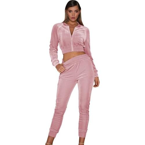 Womens Autumn Winter Fashion Sports Suit Leisure Velvet Zipper Long Sleeve Tights Set Solid Breathable Cotton Soft Sports Suit