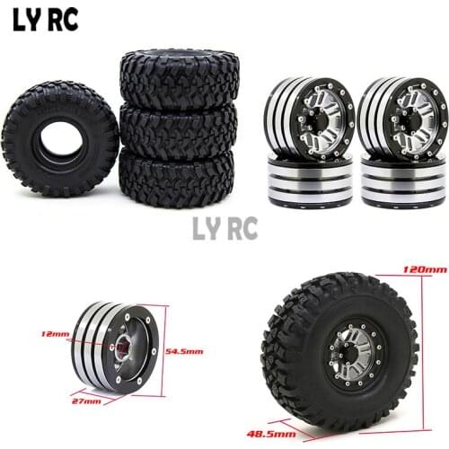 1.9 Wheel Hub 120mm tires Metal Alloy Beadlock Wheel Rims for 1:10 RC Crawler Axial SCX10 AXI03007 90046 Traxxas TRX4 Redcat