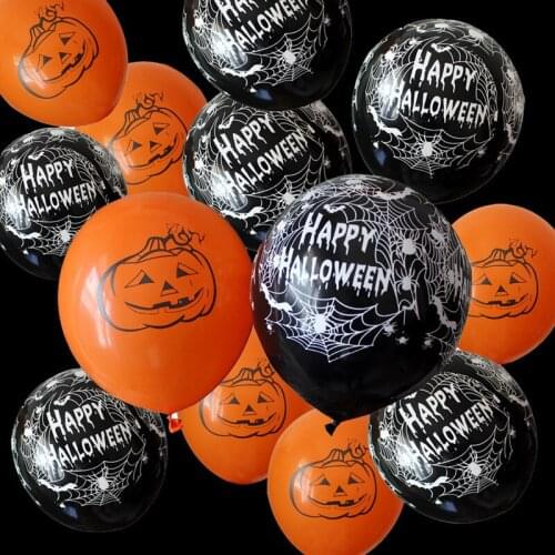 Hot 10Pcs Latex Balloons 12 Inch Spider Web Pumpkin Horror Halloween Decoration Helium Air Ball Kids Toy Birthday Party Decor