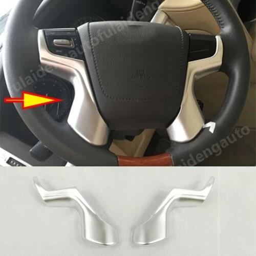 2pcs For Toyota Land Cruiser LC200 2016-2020 Silver Interior Steering Wheel Button Decor Cover trim Car Accessories