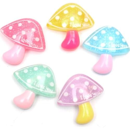 20pcs Mixed Cute Mushroom Resin Decoration Crafts Flatback Cabochon Embellishments For Scrapbooking Beads Diy Accessories