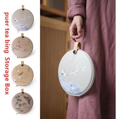 357g Pu'er Tea Cake Zipper Storage Box Portable Household Circle Retro Packing Bags