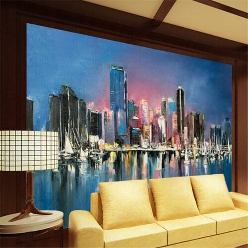 3D Abstract Custom Photo Wallpaper Hand Painted City Night Scene Wall Mural Home Decor Wallpaper Kitchen Sofa Background