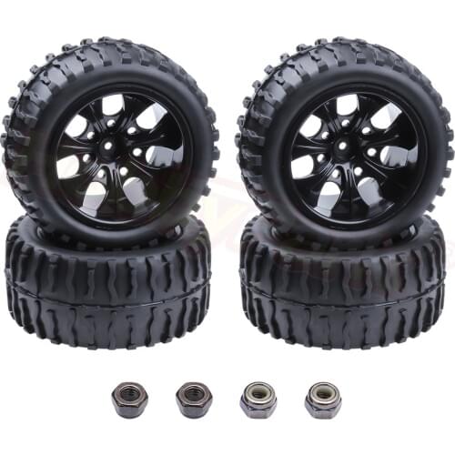4pcs RC Tire & Wheel Rim Hex 12MM For RC Himoto 1/10 Off Road Monster Truck Fit HSP Amax Redcat Exceed HPI Racing