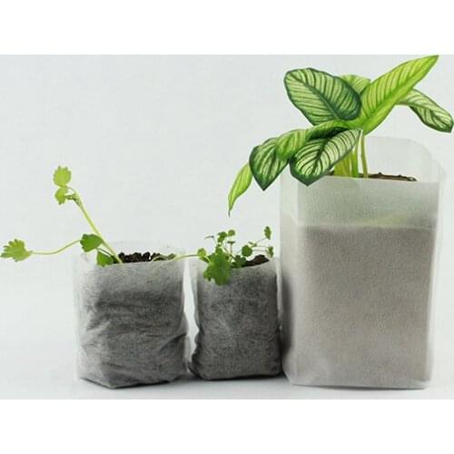 400Pcs Degradable Non-Woven Plant Nursery Bags Plant Seeding Bags 4 Sizes Garden Accessories