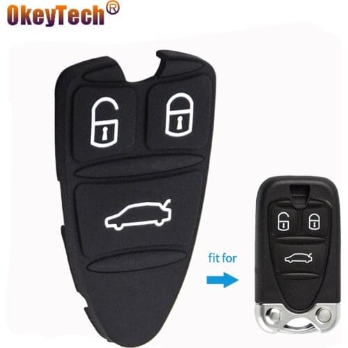 OkeyTech 5pcs/lot Silicone Rubber Key Pad Fit For ALFA ROMEO 159 Brera 156 Spider 3 Buttons Smart Key Card Case Repair Housing