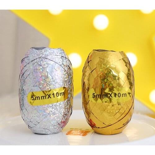 6pcs 5mmx10m Multicolor Foil Balloon Rope Laser Ribbon Birthday Party Wedding Decoration Riband for Craft Bow Handmade Gift Wrap