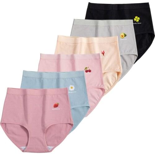 6PCS 100kg Cotton Womens underwear High waist Soft Panties, abdomen slimming cute lingerie plus size high quality