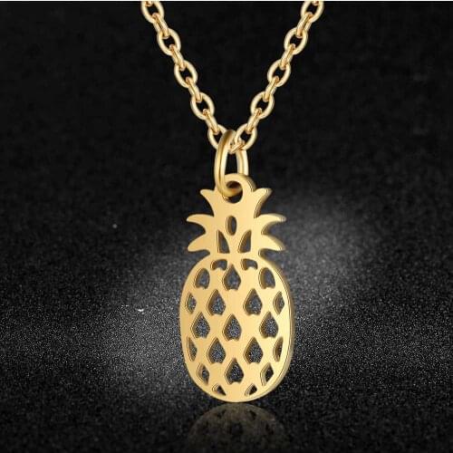 AAAAA Quality 100% Stainless Steel Phineapple Charm Necklace for Women Wholesale High Polish Super Fashion Charm Jewelry