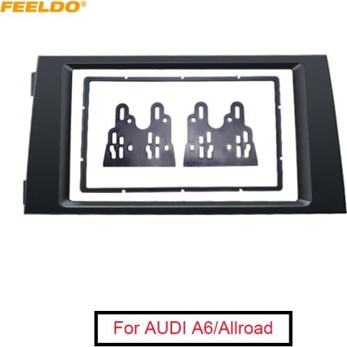 FEELDO Car 2DIN Radio Fascia Frame for AUDI A6(4B)1997-2005 Allroad 2000-2006 Stereo DashBoard Fitting Frame Installation Trim