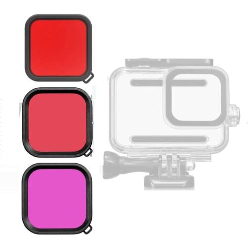 BGNing 3pcs Colorful Filters for Gopro Hero 8 Black Waterproof Case Diving Square Filter Red Pink Purple for Hero8 Gopro8 Camera