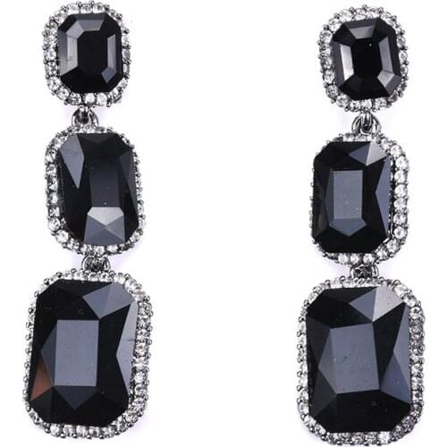 BK New Acrylic Glass Beads Earrings White Black Green Red Geometric Dangle Stud Woman Eardrop Fashion Jewelry Gift