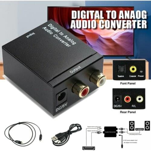 Digital to Analog Audio Converter Optical Fiber Coaxial Toslink Signal to RCA R/L Audio Decoder SPDIF ATV DAC Amplifier