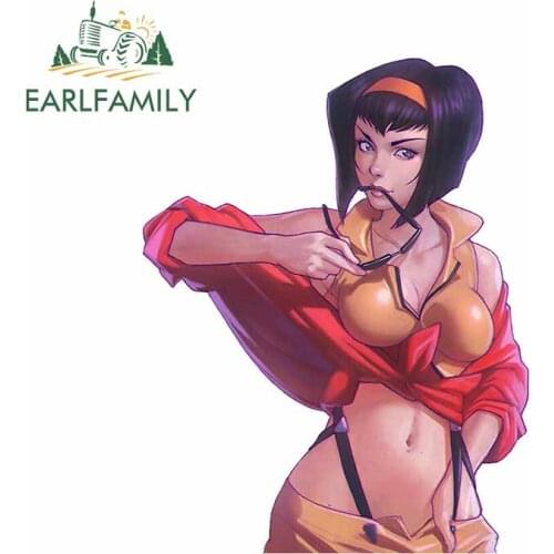 EARLFAMILY 13cm x 10.2cm for Faye Valentine Car Sticker Waterproof Anime Surfboard JDM Assessoires Custom Printing Decal