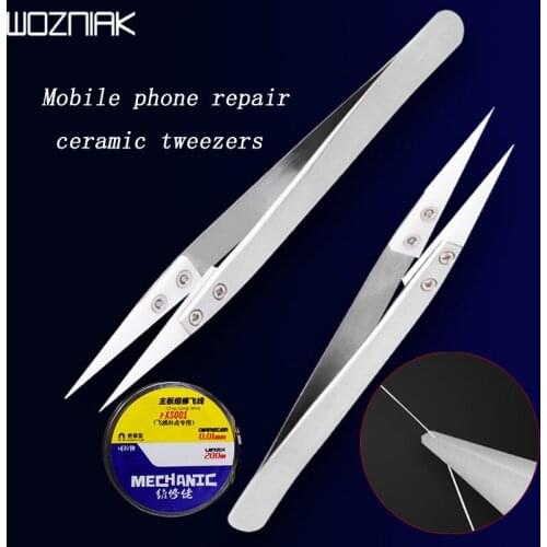 Ceramics stainless steel Repair Fly line fingerprint Acid-fast Anti corrosive Tweezers Pliers Jumper Line for iphone Motherboard