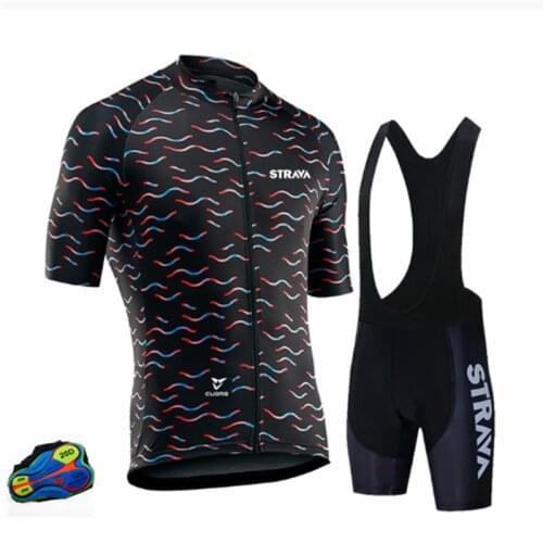 STRAVA 2021 Mens Special For New Cycling Suit Short Sleeve Breathable Strap Suit Mountain Bike Road Suit Outdoor Sportswear Set