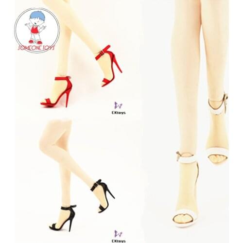 1/6 Scale Female White Black Red color lacing High Heel Shoes Model fit 12 inches Body Phicen Tbleague Jiaou Dolls DIY