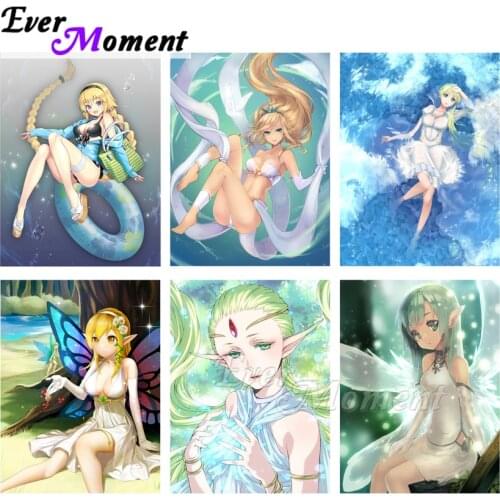 Ever Moment Diamond Painting Art Kit Anime Girl Cartoon Portrait Diamond Mosaic Accessory Full Square Home Wall Décor ASF2301
