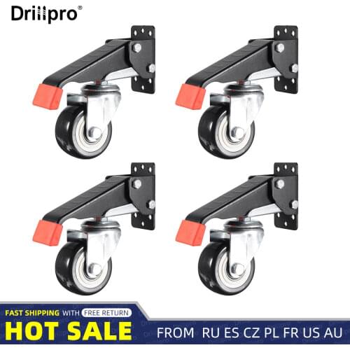 Drillpro 4 Pcs Set Heavy Duty 660 LBS Workbench Casters Kit Retractable Caster Wheels For Workbenches Machinery & Tables