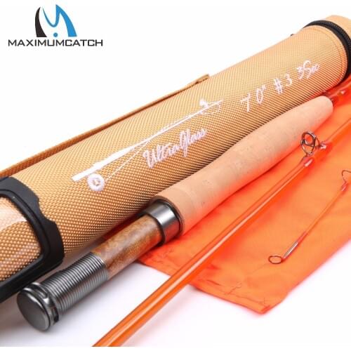 Maximumcatch Fiberglass Fly Rod S+ Fiberglass With Cordura Tube Moderate Action Fly Fishing Rod 7'0''/8'0''/8'6'' 3/4/5WT