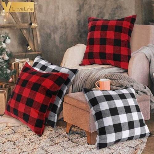 2pcs Buffalo Plaid Pillow Cases Burlap Modern Cosy PillowCase for Party Wedding New Home Christmas Table Decor Home Decorations