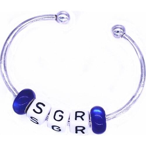 Newest Design Large Hole Blue Beads SGR Bangles Greek Sorority Sigma Cuff Bracelets