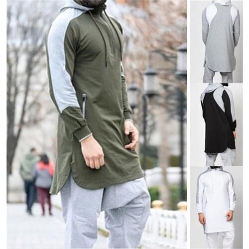 New Men Jubba Thobe Muslim Fashion Arabic Islamic Clothing Abaya Dubai Kaftan Winter Long Sleeve Stitching Saudi Arabia Sweater