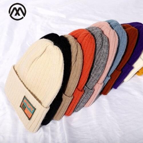 New Winter Warm Hat Men/Women Knitted Hat Outdoor Hedging Innocent Cap Skullcap Letter Label High Quality Cotton Adult Beanie